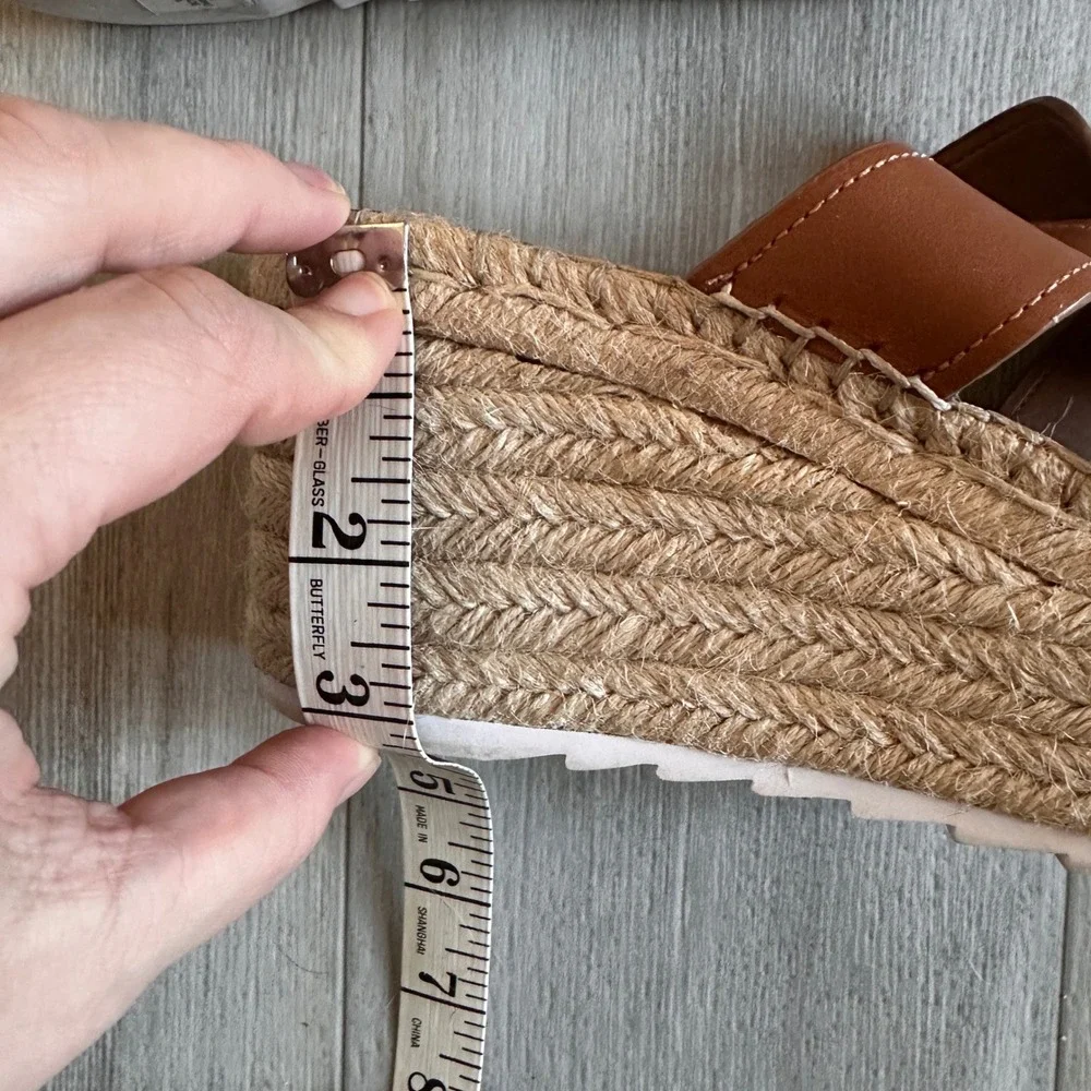 Marc Fisher LTD Robbyn Espadrille Wedge Sandal Womens 9‎ Beach Leather Platform